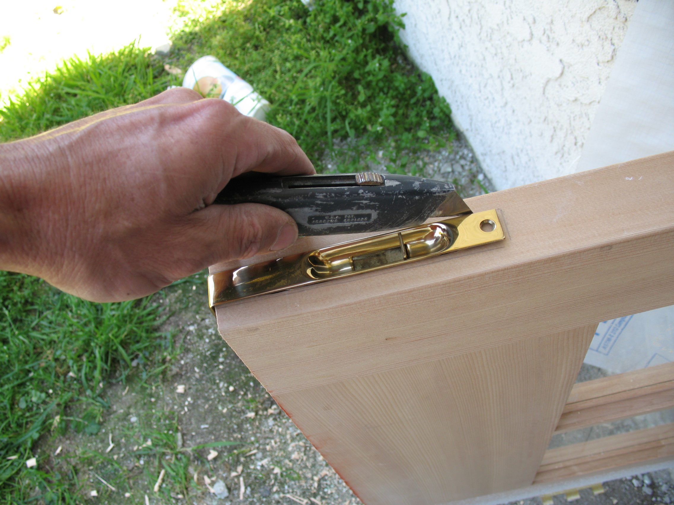 Wood French Door Install Latch Photos